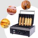 Hot Dog Waffle Maker Commercial 6 PCS Lolly Hotdog molds 110v,1500W Stainless Steel Crispy Baking Corn Dog, Sausage Waffles Non-Stick Maker Machine Electric Muffin