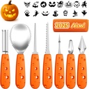 Halloween Pumpkin Carving Kit: 22PCS Stainless Steel Carving Tools Set with 15 Stencils & Carrying Bag - Pumpkin Decorating Kit DIY Jack-O-Lantern - 2025 Halloween Gifts for Kids & Adults