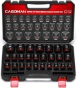CASOMAN 26-Piece 1/2" Drive Standard Impact Socket Set, 12-Point, Metric, 10mm - 36mm, CR-MO Steel, with Storage Case