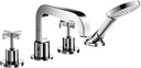 AXOR Citterio Modern 2-Handle 15-inch Wide Roman Tub Filler Freestanding Bathtub Faucetand Shower Set in Chrome, 39461001