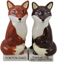 Set Of 1 Ceramic Red Brown Foxes Sake Pass Me The Salt And Pepper Shakers Set