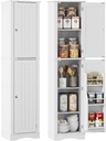 Function Home Tall Bathroom Storage Cabinet, 64" Slim Kitchen Pantry with Door Storage, Narrow Wood Freestanding Cabinets with Adjustable Shelves for Kitchen Living Room Dining Room, White