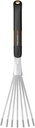 Fiskars Xact Hand Rake, Heavy Duty Gardening Hand Tool with Ergonomic Handle and Hanging Hole for Storage, Stainless Steel Head and Tines, Perfect for Maintaining a Raised Garden Bed