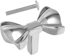PRETYZOOM Bow Dresser Knobs Chrome Plated Brass Decorative Drawer Pulls for Cabinets and Furniture Vintage Style Handles for Wardrobe and Dresser 1 Pack