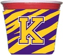 Tiger Stripe - Purple Gold Letter K Monogram Initial Red Solo Cup Beverage Insulator Hugger