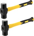 MANCHAP 2 PCS 16 Inch 4 Lbs Sledge Hammer, Mini Club Hammer with with Fiberglass Handle, 4 Pound Drilling Crack Hammer for Demolition and Construction,black yellow