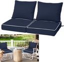 Waterproof Outdoor Chair Cushion Set of 2, 19x19x4 IN Deep Seat Patio Cushions with Fade Resistant Removable Cover,Outdoor Cushions for Patio Furniture with Ties&Handle for Chair Sofa Couch,Navy+Pipes