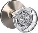 Schlage Custom FC21 HOB 618 KIN Hobson Glass Knob with Kinsler Trim Hall-Closet and Bed-Bath Lock, Polished Nickel