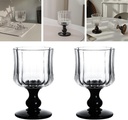 Romantic Vintage Goblet Glasses with Sleek Black Stem – 180ML Retro-Style Stemmed Glassware for Wine, Champagne, or Cocktails, Ideal for Weddings and Special Gatherings, 2-Pack