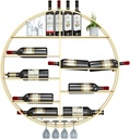 ULAINE Round Wine Rack Wall Mounted Metal Wine Bottle Storage Shelf with Glass Goblet Hanging Holder Home Bar Decor Shelves Wine Cellar Kitchen Counter Floating Display Organizer (Size :