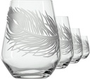 Rolf Glass Peacock Stemless Wine Glass | 18oz Stemless Wine Tumbler | Lead-Free and Diamond-Wheel Engraved | Made in America | Set of 4