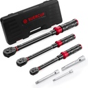 1/4 3/8 1/2-inch Drive Torque Wrench - 3Pcs Torque Wrench Set 20-240in.lb, 5-45ft.lb, 10-170ft.lb, Dual-Direction Adjustable 72 Tooth Click Torque Wrench for Bicycle, Moto and Car Maintenance