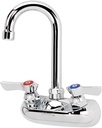 Krowne 10-400L 3.5" Wall-Mounted Gooseneck Spout Faucet with Color Coded Handles for Commercial Kitchen Restaurant Healthcare Facility | .5 GPM Flow Rate | 4" Center, 1/2" NPS Male Inlet, Chrome, NSF