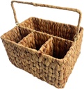 Straw Storage Basket Kitchen Utensil Holder Portable Cutlery Organizer Natural Multi-compartment Bin for Kitchen Dining Office