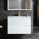 Blossom 30 inch LED Lighted Bathroom Vanity with Ceramic Sink | Wall Mounted Vanity with Dimmable LED Lights | Modern Floating Design for Small Bathrooms | 30" w/Ceramic Sink, Calacatta White