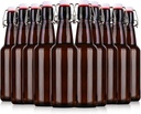 16.5oz Amber Swing Top Glass Bottles for Airtight Lids, Home Brewing and Fermentation Kombucha, Vanilla Extract, Beverage, Water, Kefir (10 Pack)