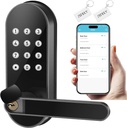 Keyless Entry Keypad Electronic Door Lock: Sifely Digital Smart Lock with Code, Electric Deadbolt Door Knob/Handle for Front, Interior, Exterior & Bedroom Doors (Black, App Control, No Fingerprint)
