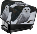 4 Slice Toaster Cover with Two Pockets for Storing knife Super Soft Appliance Cover Snow Owl Dust Cover for Kitchen Small Oven Cover Kitchen Bread Machine Protector Cover