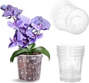 TRUEDAYS Orchid Pot – 4 Pack 5 Inch Clear Orchid Pots with Drainage Holes for Repotting – Ideal for Healthy Root Growth – Sturdy Plastic Plant Pot for Indoor & Outdoor Plants
