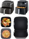 Air Fryer Silicone Liners Square for Ninja AF141 5Qt AF142 5Qt Max/Ninja AF181 AF182AMZ 6.5Qt,Reusable Airfryer Replacement Baking Basket Insert | Non-stick | Easy Cleaning | Food Safe |Gray+Black