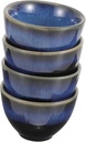 Japanese Style Ceramic Sake Cups Set of 4 Blue Glazed Porcelain Sake Cups for Tea and Coffee for Home Entertaining and Traditional Japanese Ceremonies