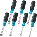 DURATECH 7 PCS SAE Nut Driver Set, Chrome Vanadium Steel Nut Drivers with Non-Slip Handles, Sizes 3/16, 1/4, 5/16, 11/32, 3/8, 7/16, 1/2-Inch, 1-Inch Hollow Shaft, Easy Nuts Tightening and Unscrewing