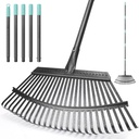 KeFanta Garden Leaf Rake ,18.5" Wide Heavy Duty Leaf Rake with 25 Metal Tines, Leaves Rakes with 6FT Adjustable Handle for Yard Lawn Shrub Garden Leaves