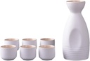 Ceramic Sake Set, Cups,Vintage Japanese Gifts Set,Porcelain Pottery Drinkware for Office,Cabinet,Home,Tea Party Kitchen, Round Sake Pot