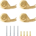 4PCS Snail Knobs, Brass Cabinet Knobs, Single Hole Drawer Handles for Furniture Drawers and Cabinet Door (Gold)