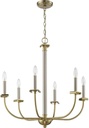 Craftmade 54826-BNKSB Stanze Candle Chandelier, 6-Light 360 Total Watts, 28"H x 26"W, Brushed Polished Nickel/Satin Brass