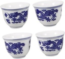 Zerodeko 4pcs Chinese Blue and White Porcelain Teacups Vintage Small Cups for Tea and Sake for Home Office Use Capacity