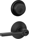 Schlage FB50 N G LAT 622 Single Cylinder Deadbolt and Keyed Entry Latitude Lever, Matte Black