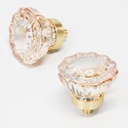 Cabinet Knobs 6 Pcs, Crystal Drawer Knobs 1.4" Diameter Glass Handles for Dresser, Kitchen, Bathroom (Flower Champagne)