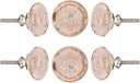 Perilla Home Set of 6 Knobs - Decorative Pink Crystal Knobs - Premium Glass Knobs for Cabinet, Drawers, Dresser, Home Decore Kitchen, Hardware Cupboard Glass Door Wardrobe and Drawer Pulls Handles