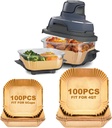 200PCs Air Fryer Paper Liners for Ninja Crispi FN101GY/FN101SG/FN101ST,Non-Stick Square Glass Air Fryer Disposable Accessories, 100pcs Large for 4-QT & 100pcs Small for 6-Cups Container