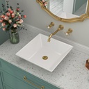 Square Bathroom Vessel Sink - 16 Inch White Ceramic Porcelain Sink Above Counter Art Sink Basin