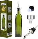 Olive Oil Dispenser Bottle - 17oz Glass Olive Oil Bottles with Easy Pour Spout Set - Oil and Vinegar Cruet Set with Food Grade Funnel Drip-Free Olive Oil Carafe Decanter for Kitchen