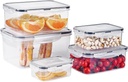 5 PCS Plastic Containers with Lids 94oz-10oz Freezer Containers for Food Storage，Airtight Fruit and Vegetable Storage, Microwave Safe Stackable Storage for Snack Sandwich
