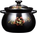 Deep Ceramic Casserole, Flower Pattern Clay Pot Clay Pot Soup Pot with Lid Healthy Slow Cooker Heat Resistant Pot Black 7.4 Quartz