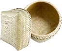 Unomor 1pc Bamboo Woven Food Storage Basket for Home Kitchen Bread Box Lid Handmade Craft Design for Dining Room and Restaurant Use