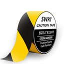 SWRT 2 Inch x 110FT Black & Yellow Hazard Tape Warning Safety Stripe Tape for Floor Marking, Strong Adhesive Wear Resistance Warterproof Caution Tape Roll Ideal for Walls, Floors, Pipes and Equipment