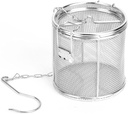 Filter, Stainless Steel Basket Filter with Chain Hook Strainer Soup Seasonings Seperation Basket Filter for Kitchen (10 X 10CM)