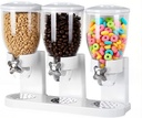 Petyoung Triple Food Storage Dispenser, 6L Capacity Cereal Container, Plastic Dry Food Dispenser for Candy Nuts Grains Granola Snack