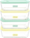 Urban Green Glass Food Container Set with Glass Lid, 4 Pack, Food Storage Containers with Airtight Lid, LeakProof, 100% Plastic Free, Meal Prep Container Set
