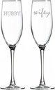 Hubby and Wifey Champagne Toasting Flute Glasses, Set of 2