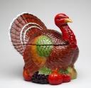 Cosmos Gifts 10712 Fine Ceramic Hand Painted Thanksgiving Harvest Turkey Cookie Jar, 10" H