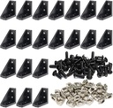 20 Sets 2020 Aluminum Extrusion T Slot Corner Bracket 20 Series Extruded Hardware 90 Degree Right Angle Connector with M5 Bolts Nuts for 20/20 80 20 2040 T V Slot Black Aluminum Profile