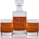 The Best Brothers Get Promoted to Uncles Engraved Decanter and Rocks Glasses, Set of 3