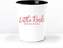 Little Rock AR Ceramic 1.5 Ounce Souvenir Shot Glass - White With Black Interior - Bachelor & Bachelorette Party Favors - Bridesmaid & Groomsmen Present - Arkansas Home Town Decoration