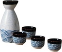 Japanese Sake Pot Set, Traditional Sake Cup with Small Cups, Ceramic Sake Set (White)